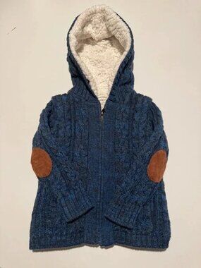 Egg by Susan Lazar Navy Cable Knit Sherpa Lined Hooded Sweater Jacket - Size 2